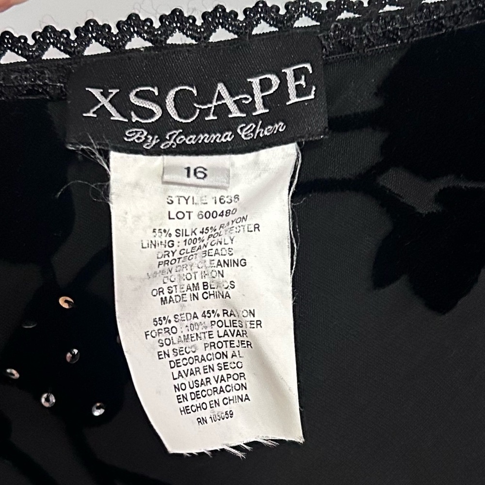 XSCAPE Black Velvet Burnout Silk Beaded Maxi Skirt 16 Formal Evening Wedding - Picture 15 of 15